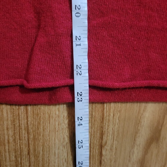 Eileen Fisher Sweater Top Womens Medium Red Merino Wool Holiday Basic Casual - Picture 8 of 12